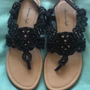 Black crochet sandals
